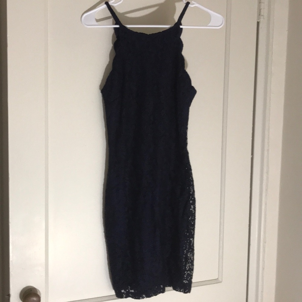BCX Navy fitted laced dress